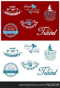 Travel headers and tags set for tourism or vacation design