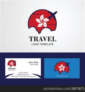 Travel Hongkong Flag Logo and Visiting Card Design