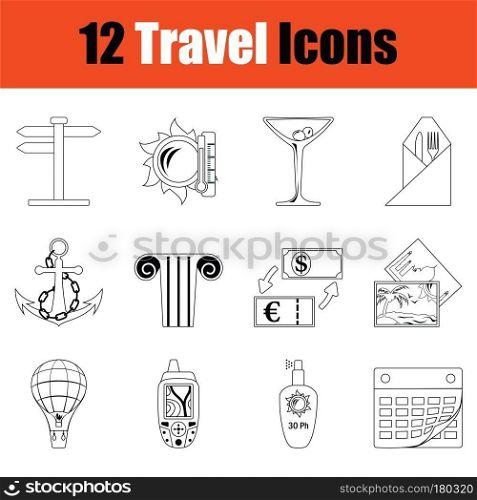 Travel icon set. Thin Line design. Vector illustration.