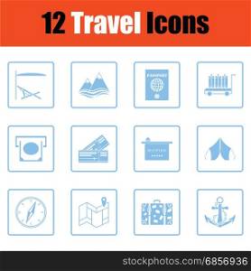 Travel icon set. Travel icon set. Blue frame design. Vector illustration.