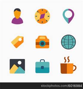 travel icons flat for design and inspiration with shadow