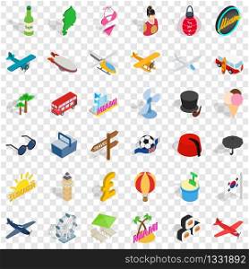 Travel icons set. Isometric style of 36 travel vector icons for web for any design. Travel icons set, isometric style