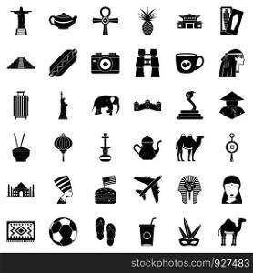 Travel icons set. Simple style of 36 travel vector icons for web isolated on white background. Travel icons set, simple style