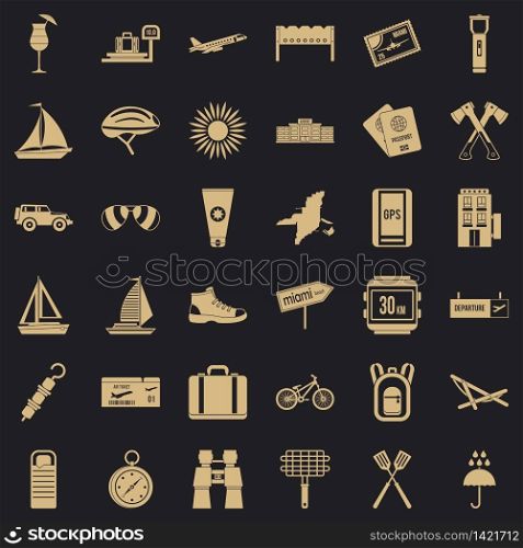 Travel icons set. Simple style of 36 travel vector icons for web for any design. Travel icons set, simple style