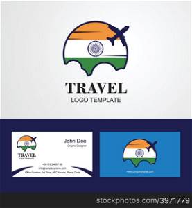 Travel India Flag Logo and Visiting Card Design