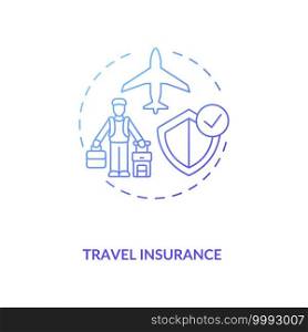 Travel insurance concept icon.Traveling during covid 19 pandemic idea thin line illustration. Necessary security measures. Vector isolated outline RGB color drawing. Editable stroke. Travel insurance concept icon