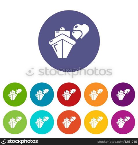 Travel journey honeymoon trip icons color set vector for any web design on white background. Travel journey honeymoon trip icons set vector color