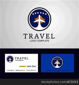 Travel Kosovo Creative Circle flag Logo and Business card design