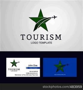 Travel Kyrgyzstan flag Creative Star Logo and Business card design