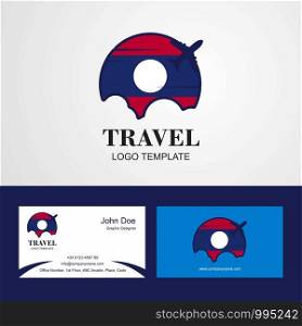 Travel Laos Flag Logo and Visiting Card Design