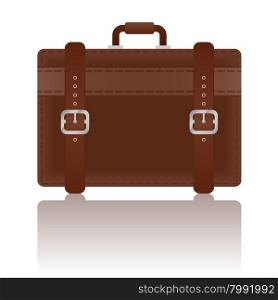 Travel Leather Suitcase. Vector illustration of old travel leather suitcase