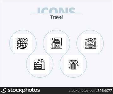 Travel Line Icon Pack 5 Icon Design. stairs. shopping. transport. plain. case
