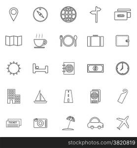 Travel line icons on white background, stock vector