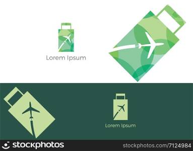 Travel logo, Holiday Airplane with bag Design Illustration, tour and tourism company logo vector