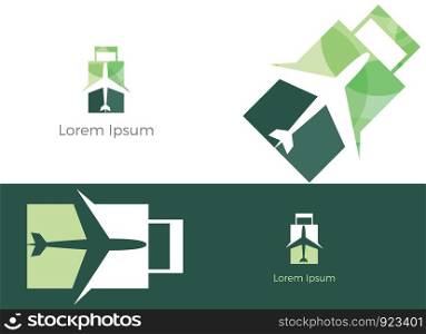 Travel logo, Holiday Airplane with bag Design Illustration, tour and tourism company logo vector