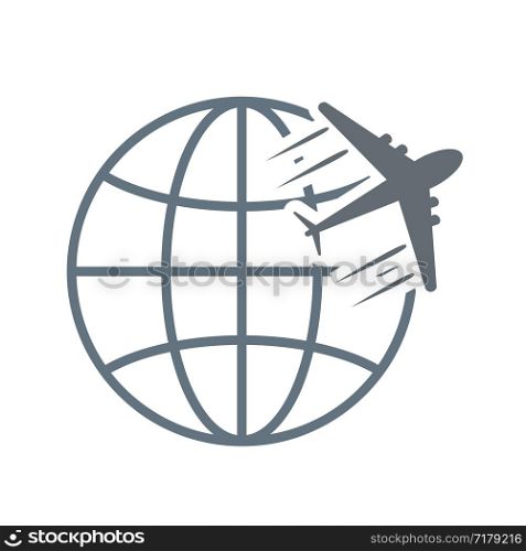 travel logo icon with globe and plane