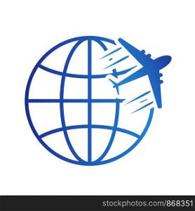 travel logo icon with globe and plane