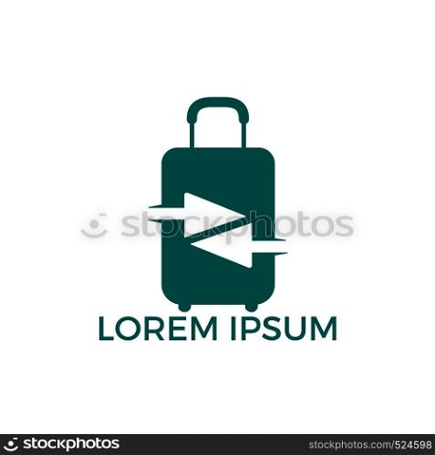 Travel logo with suitcase and arrows. Travel logo design Vector template.