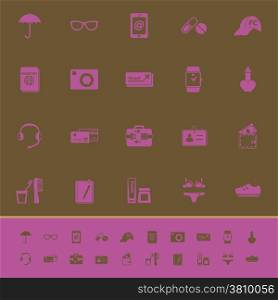 Travel luggage preparation color icons on brown background, stock vector
