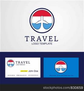 Travel Luxembourg Creative Circle flag Logo and Business card design