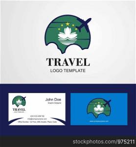 Travel Macau Flag Logo and Visiting Card Design