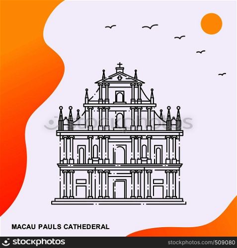 Travel MACAU PAULS CATHEDERAL Poster Template