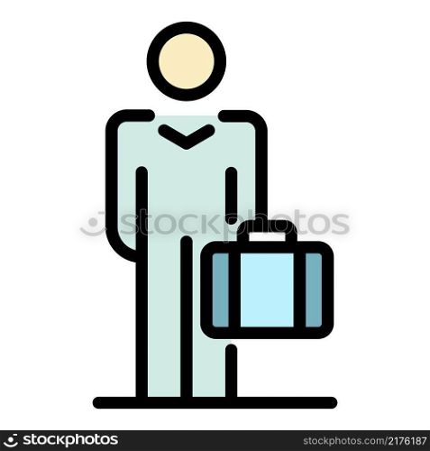 Travel man icon. Outline travel man vector icon color flat isolated. Travel man icon color outline vector