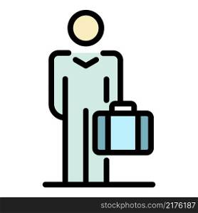 Travel man icon. Outline travel man vector icon color flat isolated. Travel man icon color outline vector
