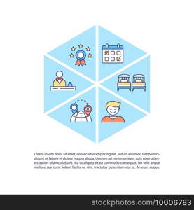 Travel management agency concept icon with text. Corporate organization and business travel program. PPT page vector template. Brochure, magazine, booklet design element with linear illustrations. Travel management agency concept icon with text.
