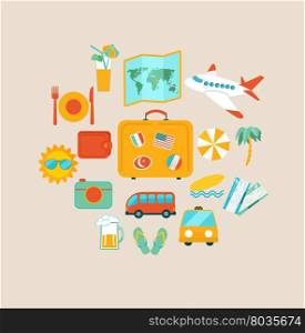 Travel mobile UI applications and icons.Vector illustration.. Concept of travelling