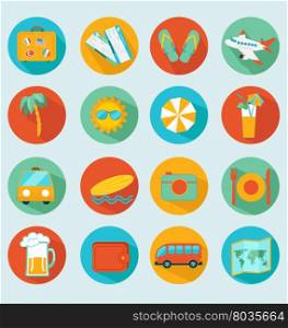 Travel mobile UI applications flat icons set.Vector.. Travelling icons set