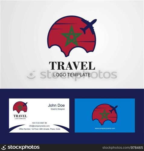 Travel Morocco Flag Logo and Visiting Card Design