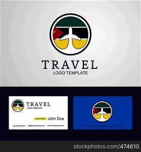Travel Mozambique Creative Circle flag Logo and Business card design