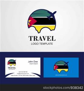 Travel Mozambique Flag Logo and Visiting Card Design
