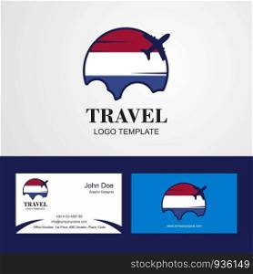 Travel Netherlands Flag Logo and Visiting Card Design