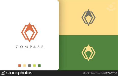 travel or adventure logo vector design with simple and modern compass shape