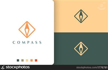 travel or tour logo vector design with simple and modern compass shape