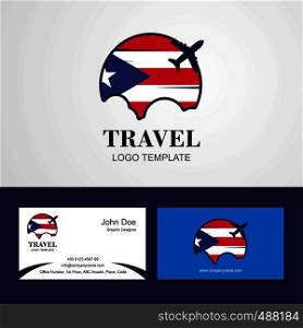 Travel Puerto Rico Flag Logo and Visiting Card Design
