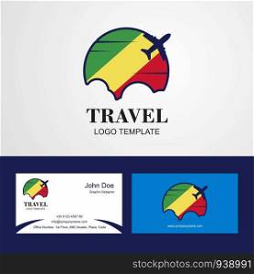 Travel Republic of the Congo Flag Logo and Visiting Card Design