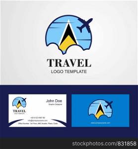 Travel Saint Lucia Flag Logo and Visiting Card Design