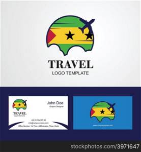 Travel Sao Tome and Principe Flag Logo and Visiting Card Design