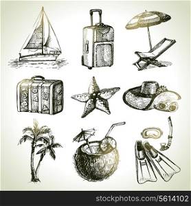 Travel set. Hand drawn illustrations