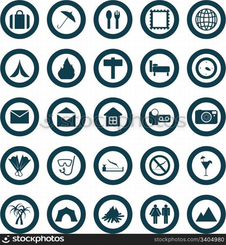 Travel set of different vector web icons