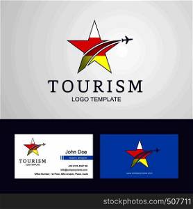 Travel South Ossetia flag Creative Star Logo and Business card design