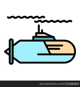 Travel submarine icon. Outline travel submarine vector icon color flat isolated. Travel submarine icon color outline vector