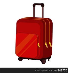 Travel suitcase icon. Cartoon illustration of travel plastic suitcase with wheels vector icon for web isolated on white background. Travel suitcase icon, cartoon style