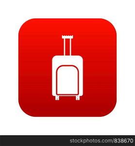 Travel suitcase icon digital red for any design isolated on white vector illustration. Travel suitcase icon digital red