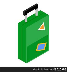 Travel suitcase icon isometric vector. Green plastic suitcase with long handle. Tourist accessory, travel concept. Travel suitcase icon isometric vector. Green plastic suitcase with long handle