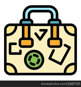 Travel suitcase icon. Outline travel suitcase vector icon color flat isolated. Travel suitcase icon color outline vector
