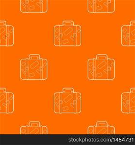 Travel suitcase with stickers pattern vector orange for any web design best. Travel suitcase with stickers pattern vector orange
